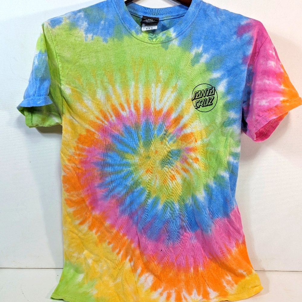 The Original Santa Cruz Neon Tie Dye Thrifted Vintage Tee Women's Med